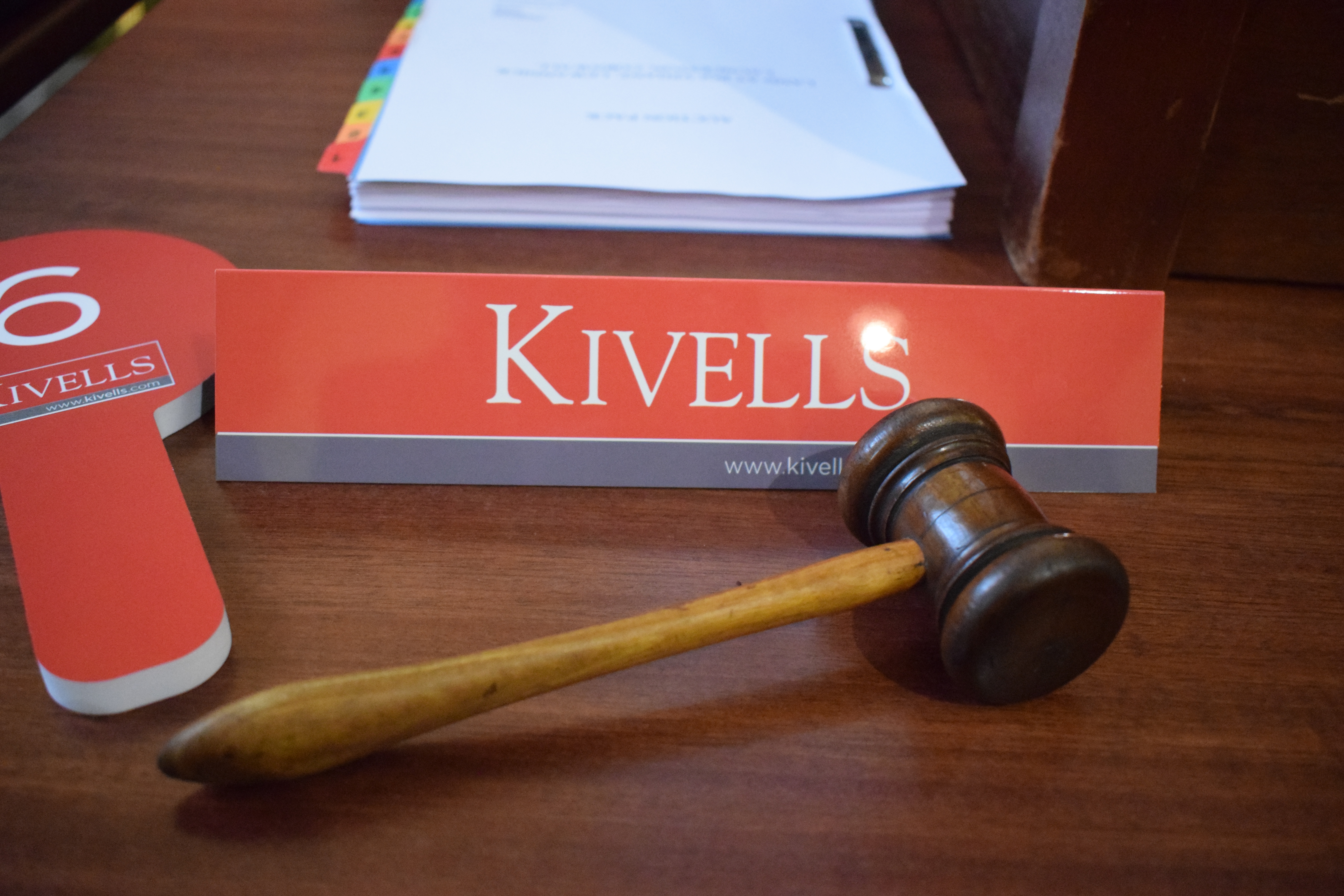 Kivells Collective Property Auctions gavel and auction padel